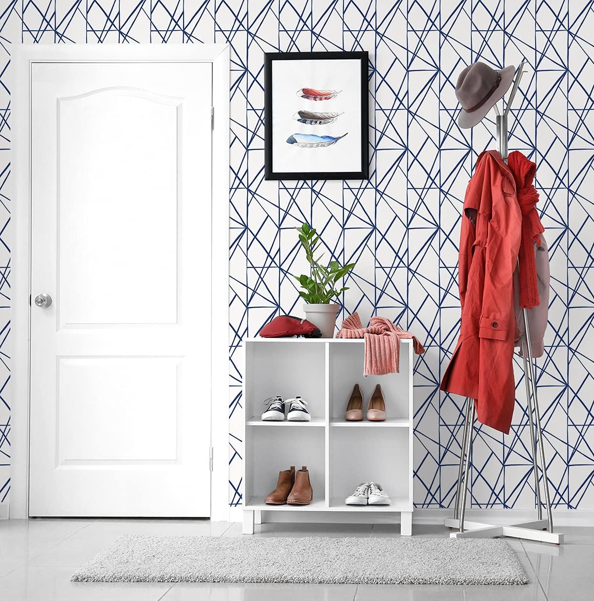 NextWall Quartz Geometric Peel and Stick Wallpaper (Navy Blue)