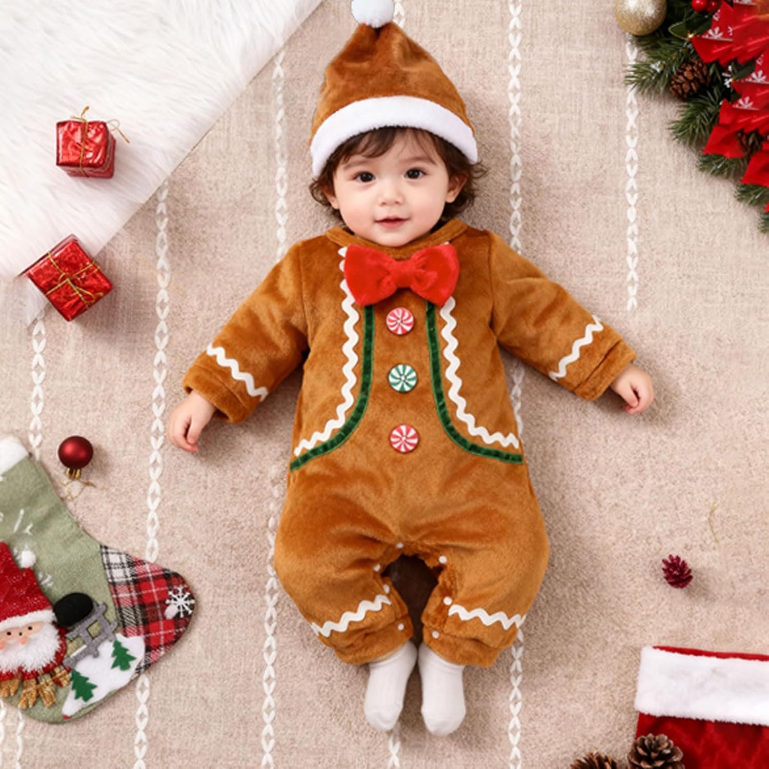 Newborn Merry Christmas Baby Boy Girl Outfit Long Sleeve Print Jumpsuit Onesie Infant Winter Clothes - Image 2