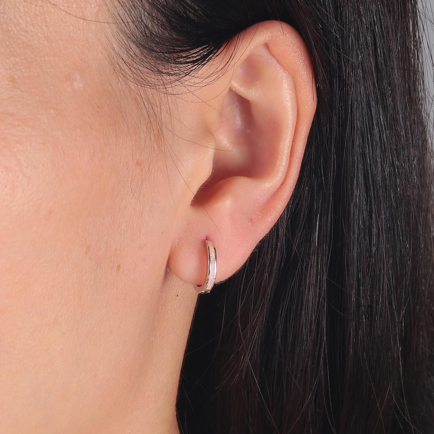 CiNily Sterling Silver Hoop Earrings, Tiny Opal Hoop Earrings for Women Small Huggie Earrings Lightweight Dainty Mini Hoops Hypoallergenic Jewelry Cartilage Piercing Hoop Earrings 12mm - Image 2