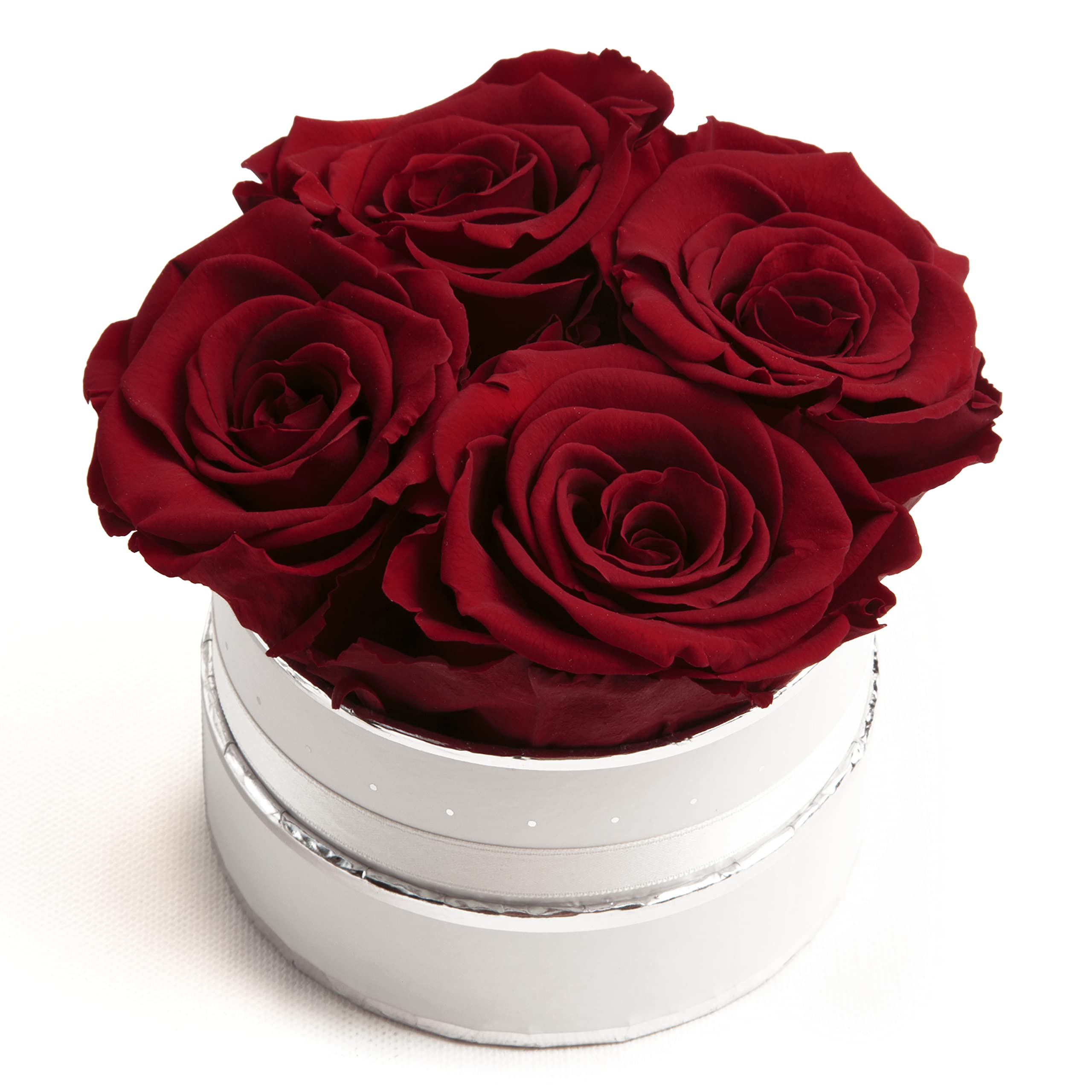 ROSEMARIE SCHULZ Heidelberg - Scatola Per Rose 'Infinity' Rotonda, Con 4 Rose Eterne, Colore Bianco