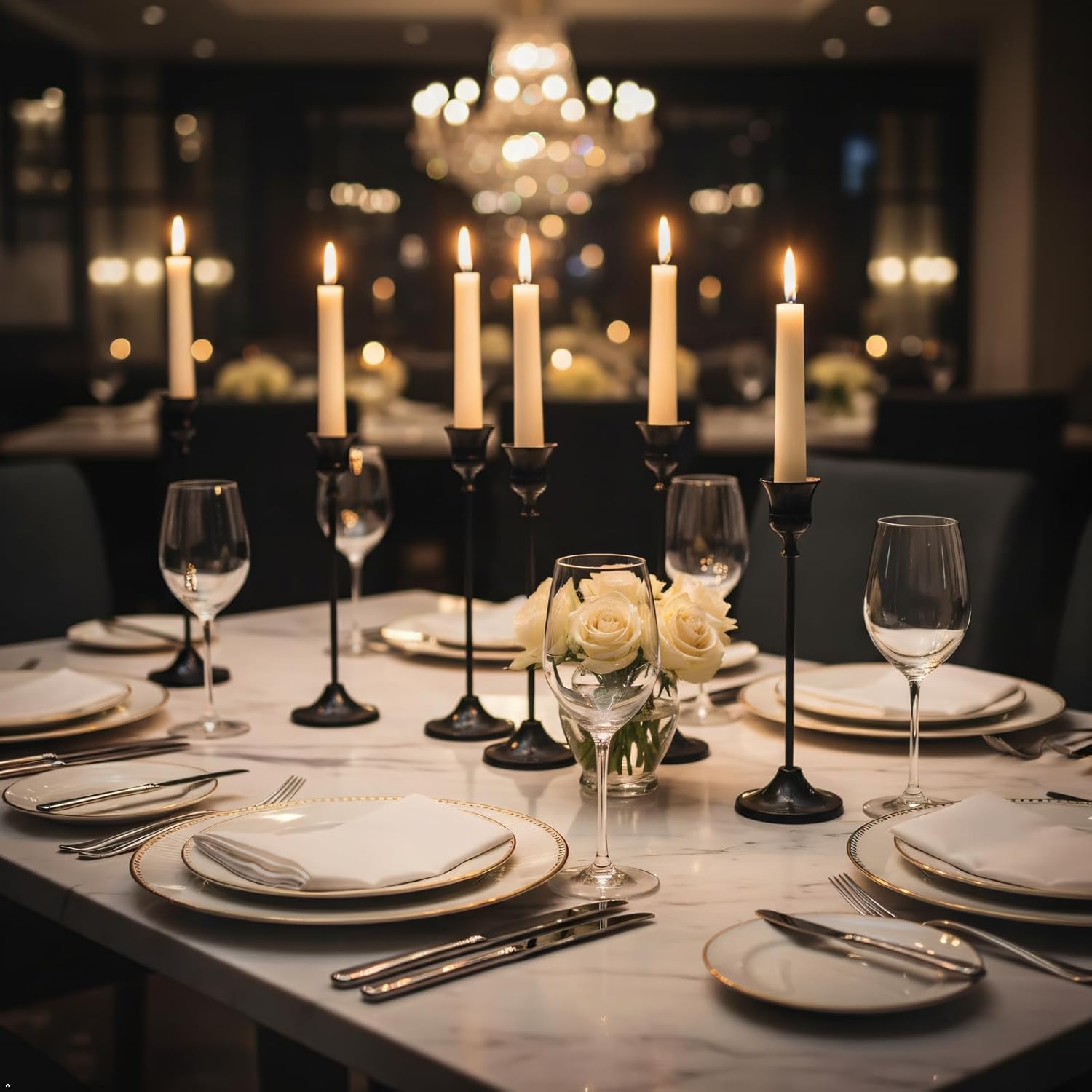 Black Candlestick Holders Set of 6-3 Different Heights Sturdy Metal Taper Candle Stands, Detachable Vintage Design for Weddings & Holidays - Image 3