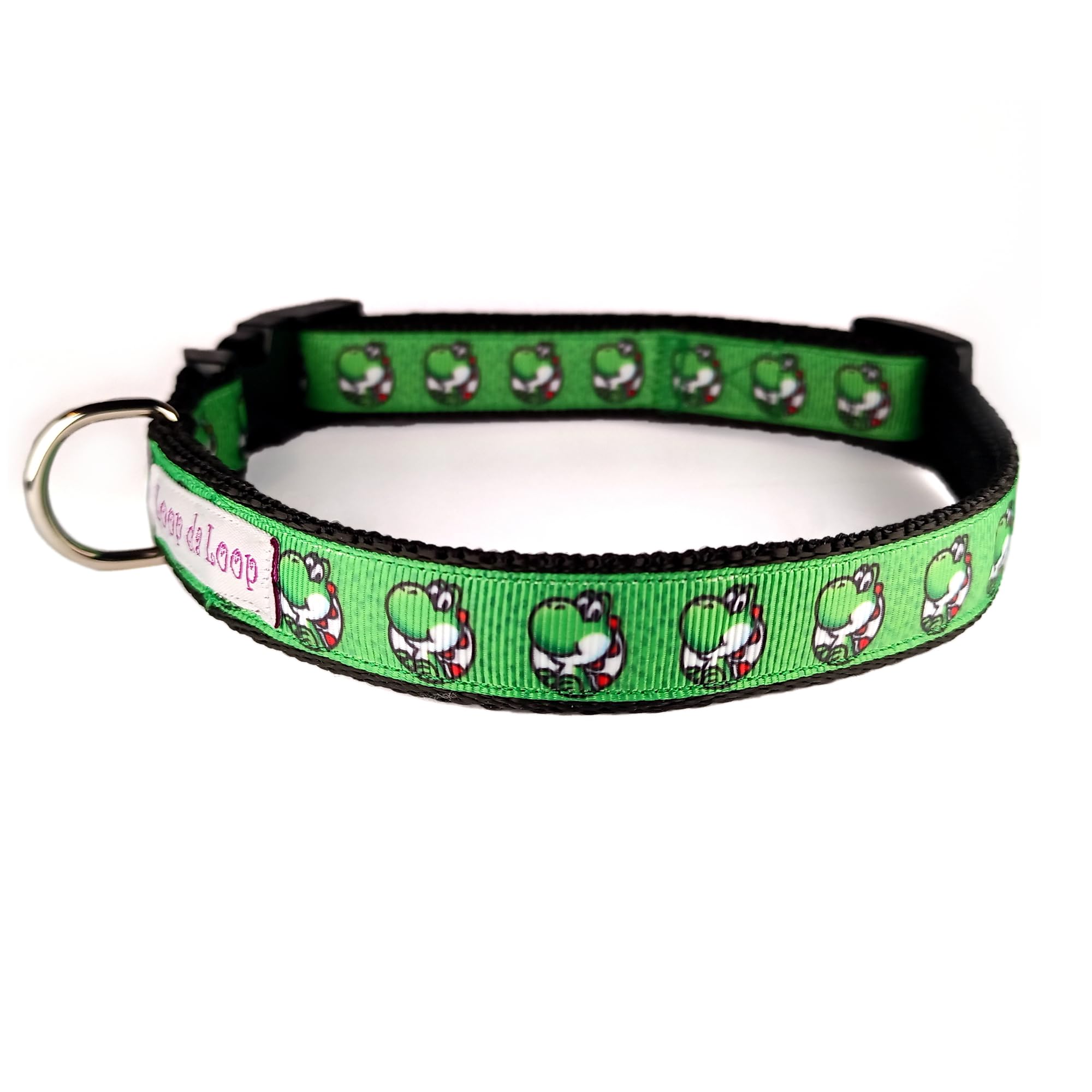 Loop-da-Loop dinosaur dog collar (Large - 18-28", 1" wide)