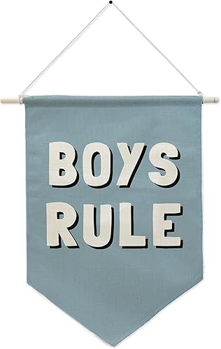 Bandera de banderín para niños, decoración de pared retro vintage para habitación de niños, pancarta azul para dormitorio adolescente, arte de