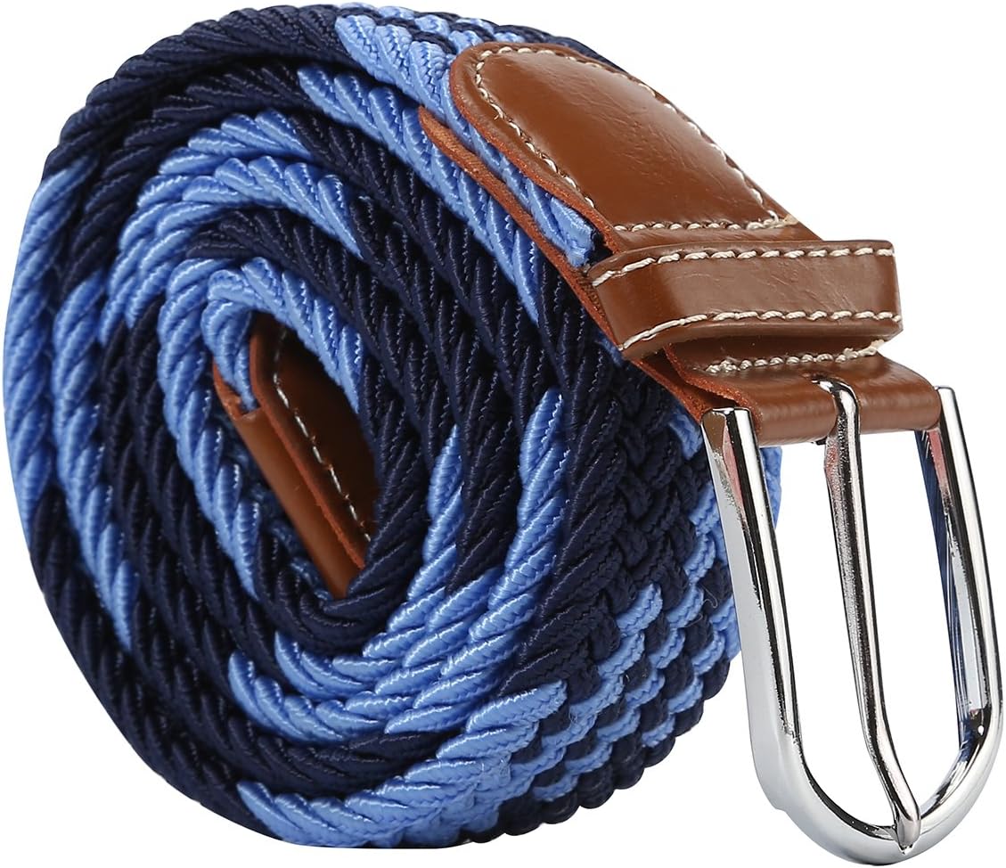 XJSGSMens Belt,Elasticated belt, Elastic Belt for Men, Unisex Men Women Multicolor Woven Stretch Belts