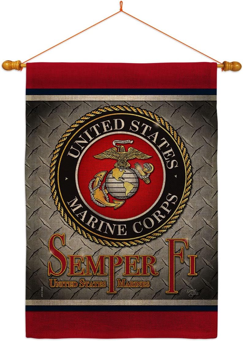 Marine Corps Semper Fi US House Flag Armed Forces USMC United State American Military Veteran Retire Official Small Decorative Gift Yard Banner Double-Sided Made In USA 28 X 40