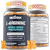 Sugar Free L Arginine Nitric Oxide Gummies 1300mg for Men & Women with L Citrulline, Beet Root, B3 | L Arginine L Citrulline Supplements | Vegan, 60 Counts