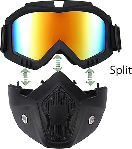 Miniatura 5 de CROSSBODY Máscara de paintball anti niebla, gafas de equitación para casco de motocicleta, gafas con máscara facial extraíble, gafas de motocross