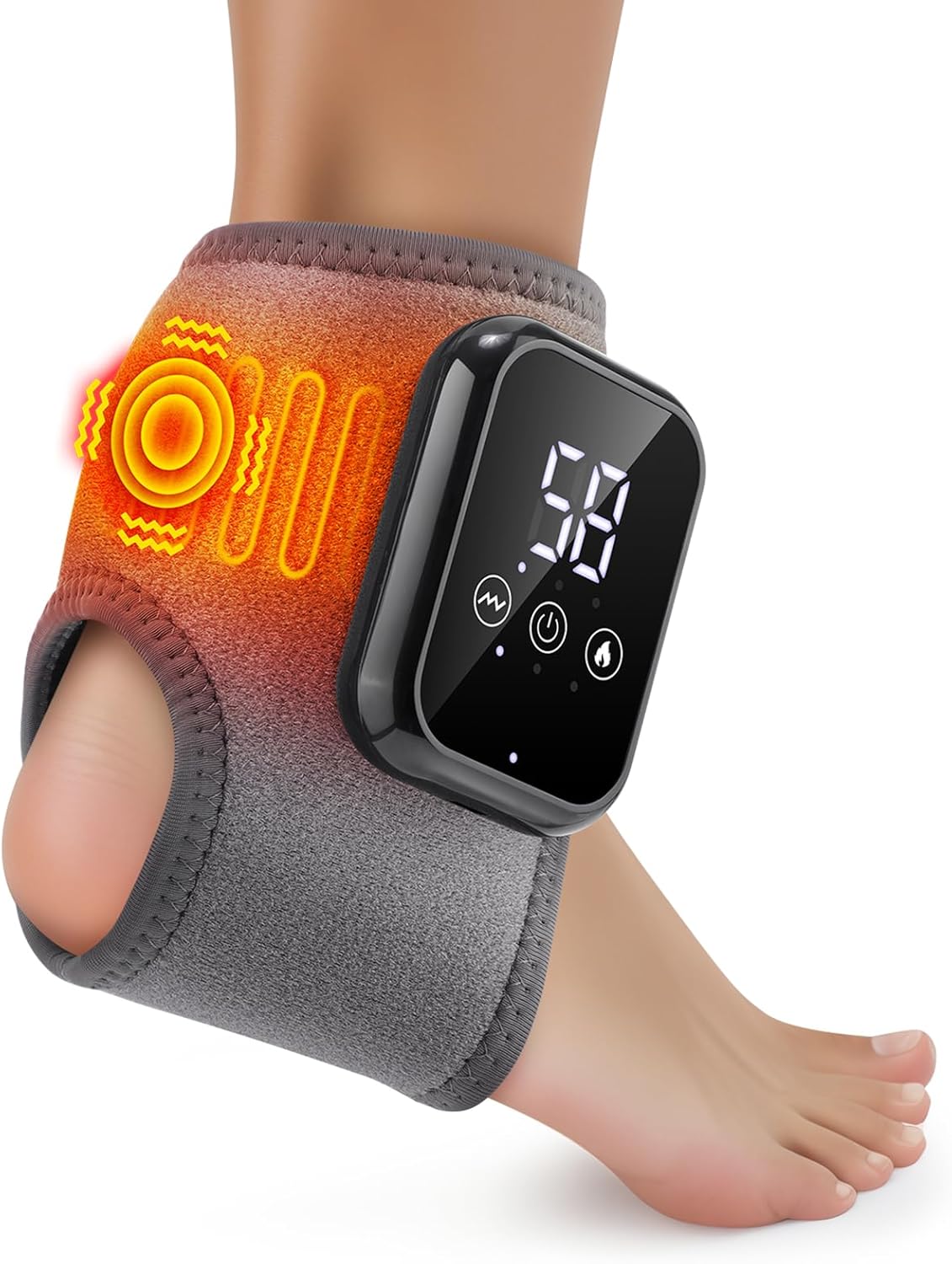 Cordless Ankle Heating Pad for Pain Relief, Ankle Massager for Circulation and Pain, Rechargeable Ankle Brace Massager, Heated Ankle Wrap
