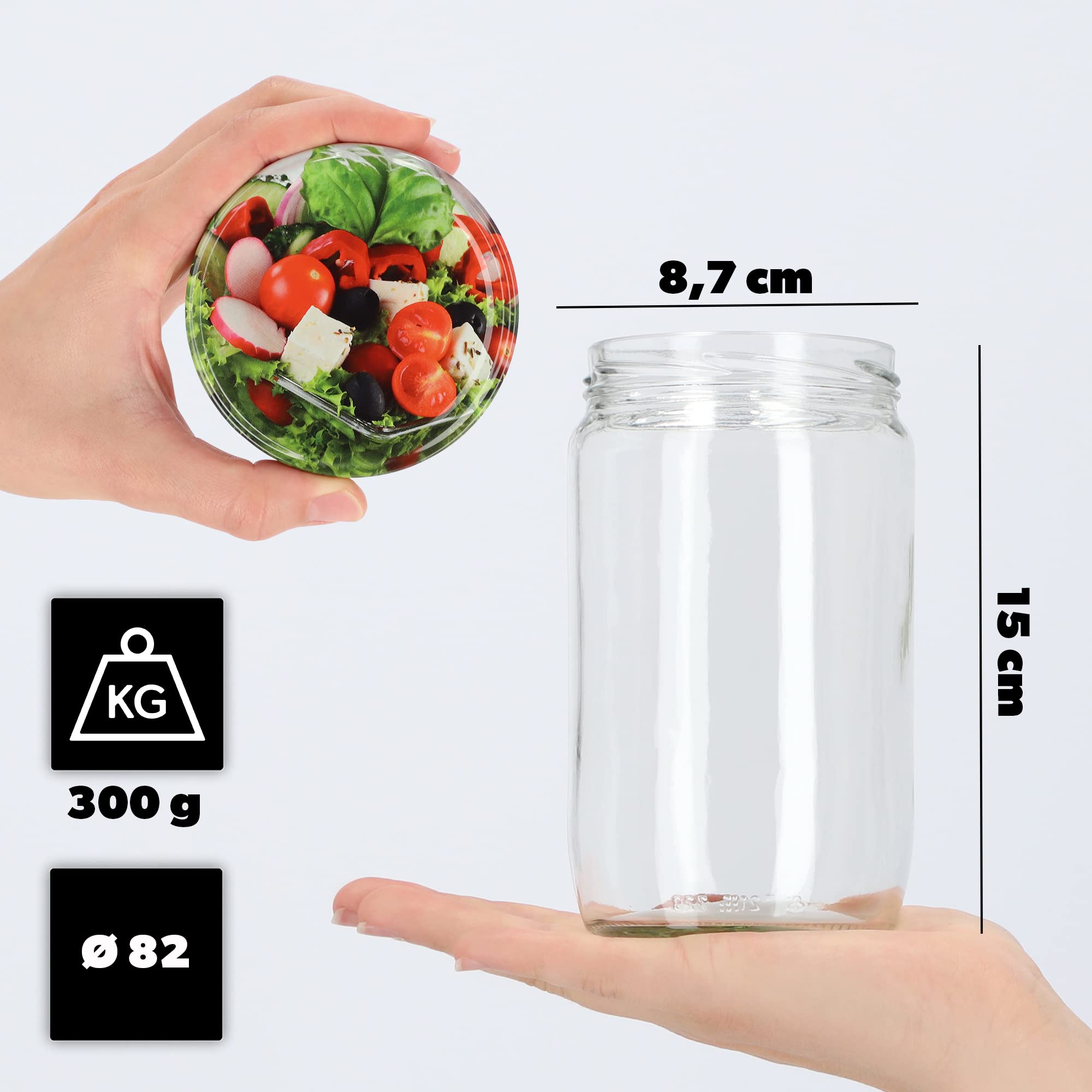 KADAX Lot de 48 grands bocaux en verre 720ml Ø82 – couvercle à vis hermétique, pour conserves, cornichons, légumes lacto-fermentés et confitures maison