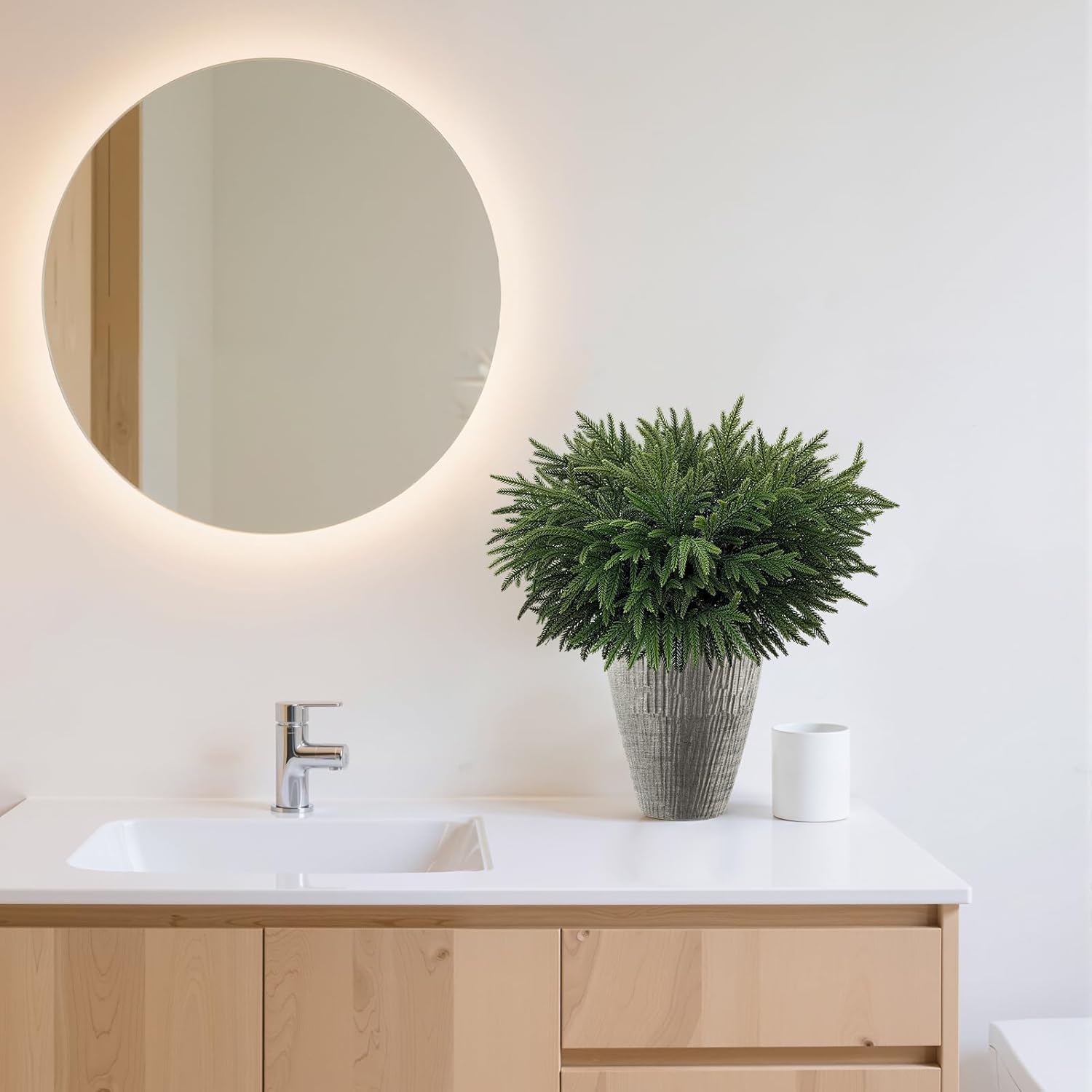 16 Pcs Real Touch Norfolk Pine Branch, 24 Inch Artificial Green Plants Branches, Faux Greenery Pine Stem Fake Cedar Picks for Vase, Christmas Pine Branches for Home Indoor Decor