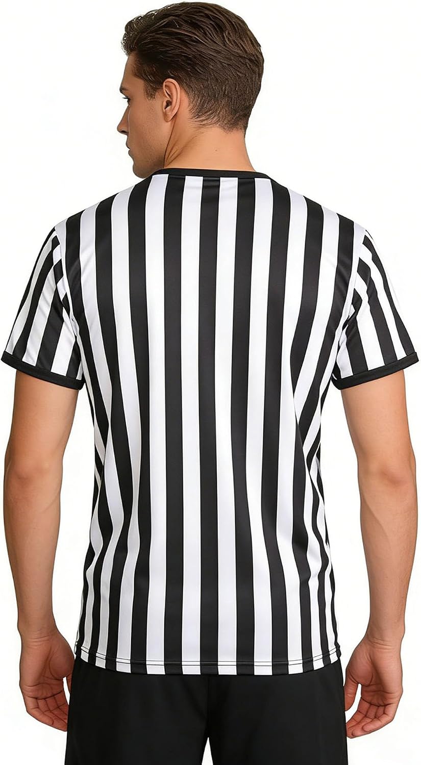 JanJean Men Athletic Football Shirts Short Sleeve Striped Pullover Tops Sports Tees Soccer Jersey Sportwear