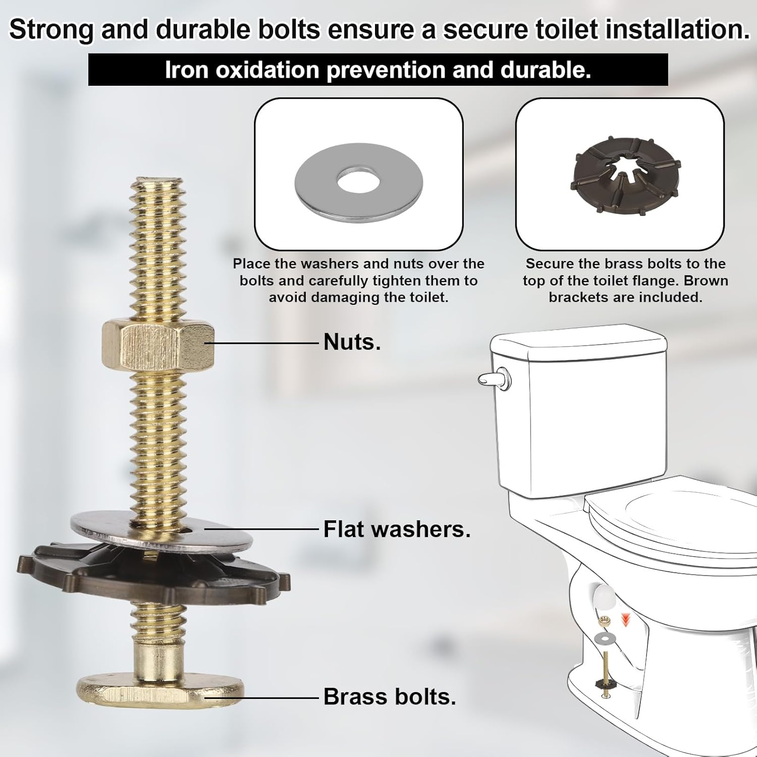 11pcs Extra Thick Toilet Wax Ring Replacement Kit, Toilet Wax Ring with Bolts Washers Nuts Bolt Heads & Gaskets for Fitting 3in/7.62cm & 4in/10.16cm Drain Hoses