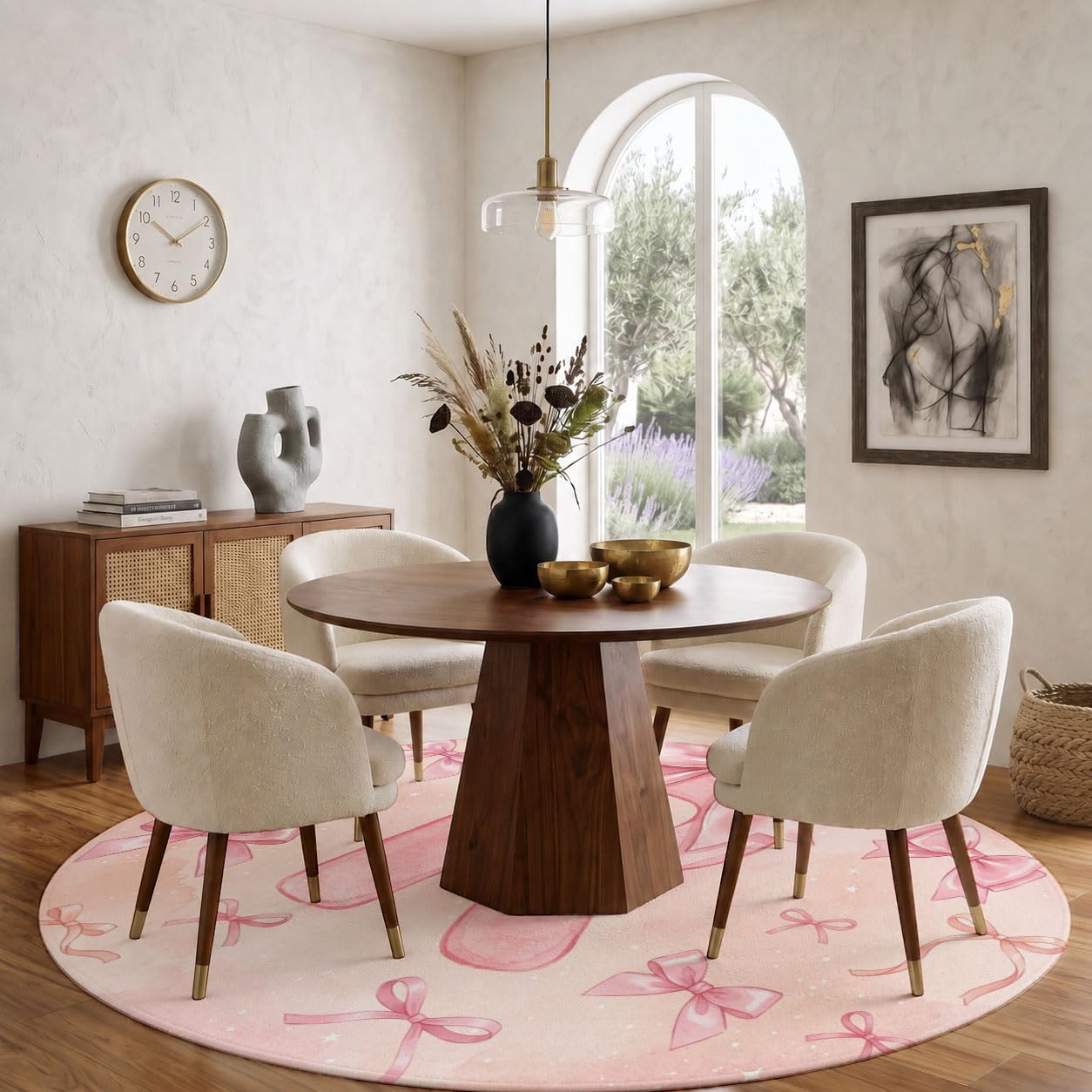 Tapis Style Aquarelle Mignon Rond 100cm