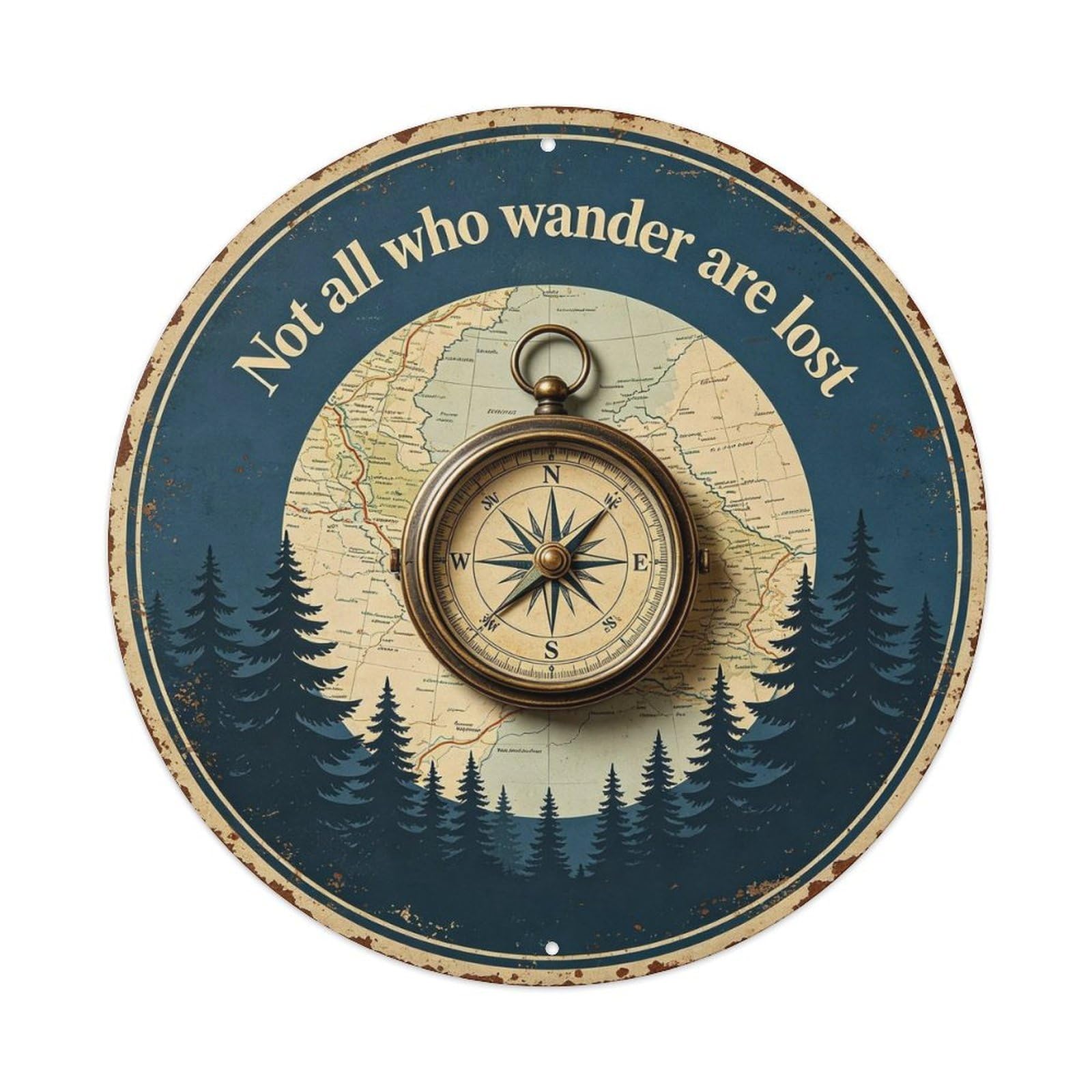 Vintage_adventure_round_tin Metal Tin Sign Plaque