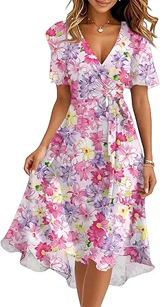 Spring Summer Chiffon Midi Dresses for Women 2025 Elegant Classy Wedding Guest Floral Formal Cocktail Prom Dress