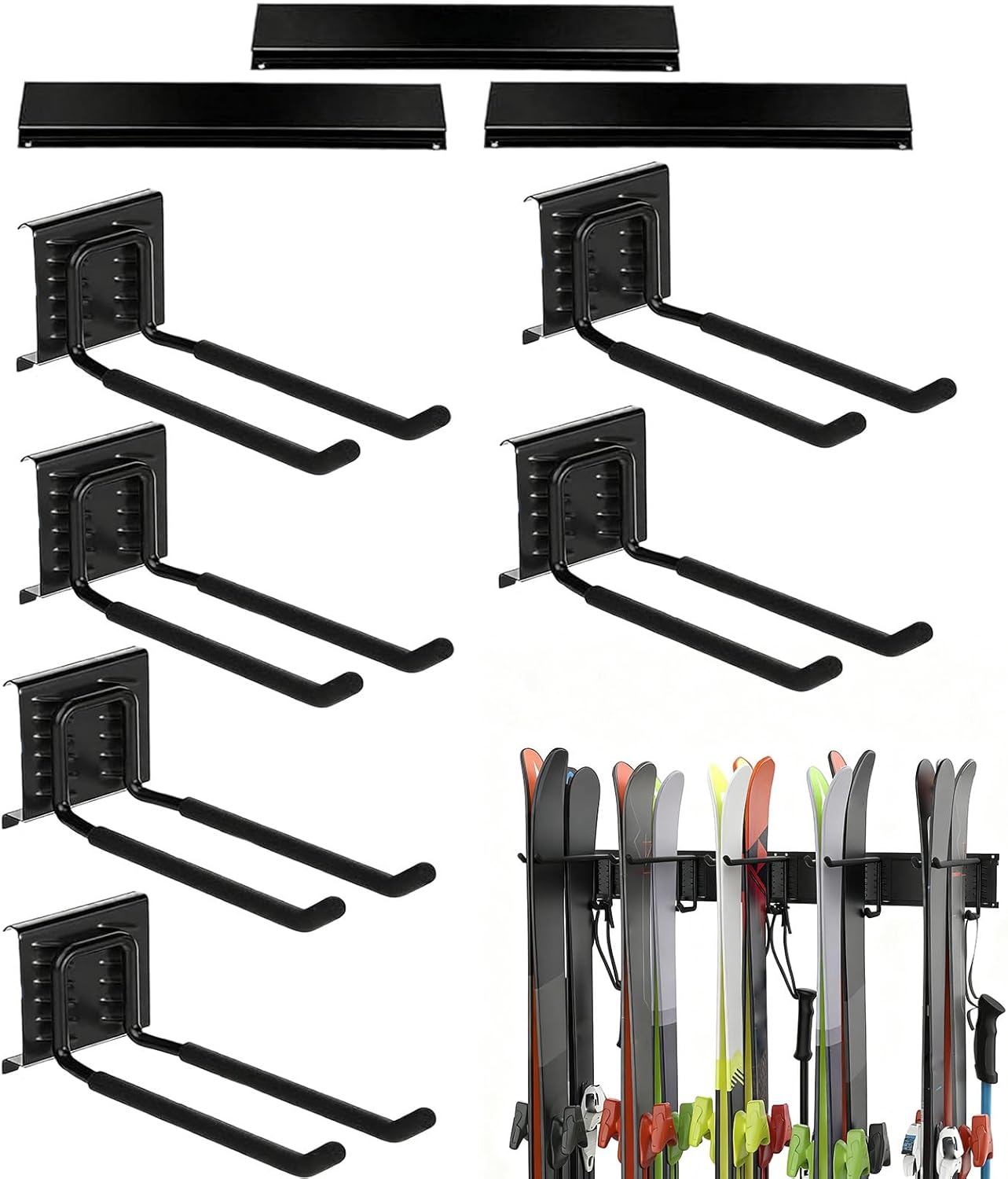 Garage Wall Rack - Non-Slip Organizer Skateboard Holder Equipment | Snowboard Holder Wall Mounted,for Indoor Outdoor Home Shed Basement Sports Accessories Winter Gear