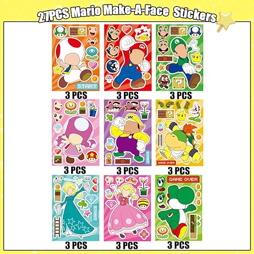 Miniatura 2 de Pegatinas Mario Make-a-Face  Haz tus propias calcomanías divertidas proyectos de manualidades para niños, mezcladas y combinadas con 8 diseños de