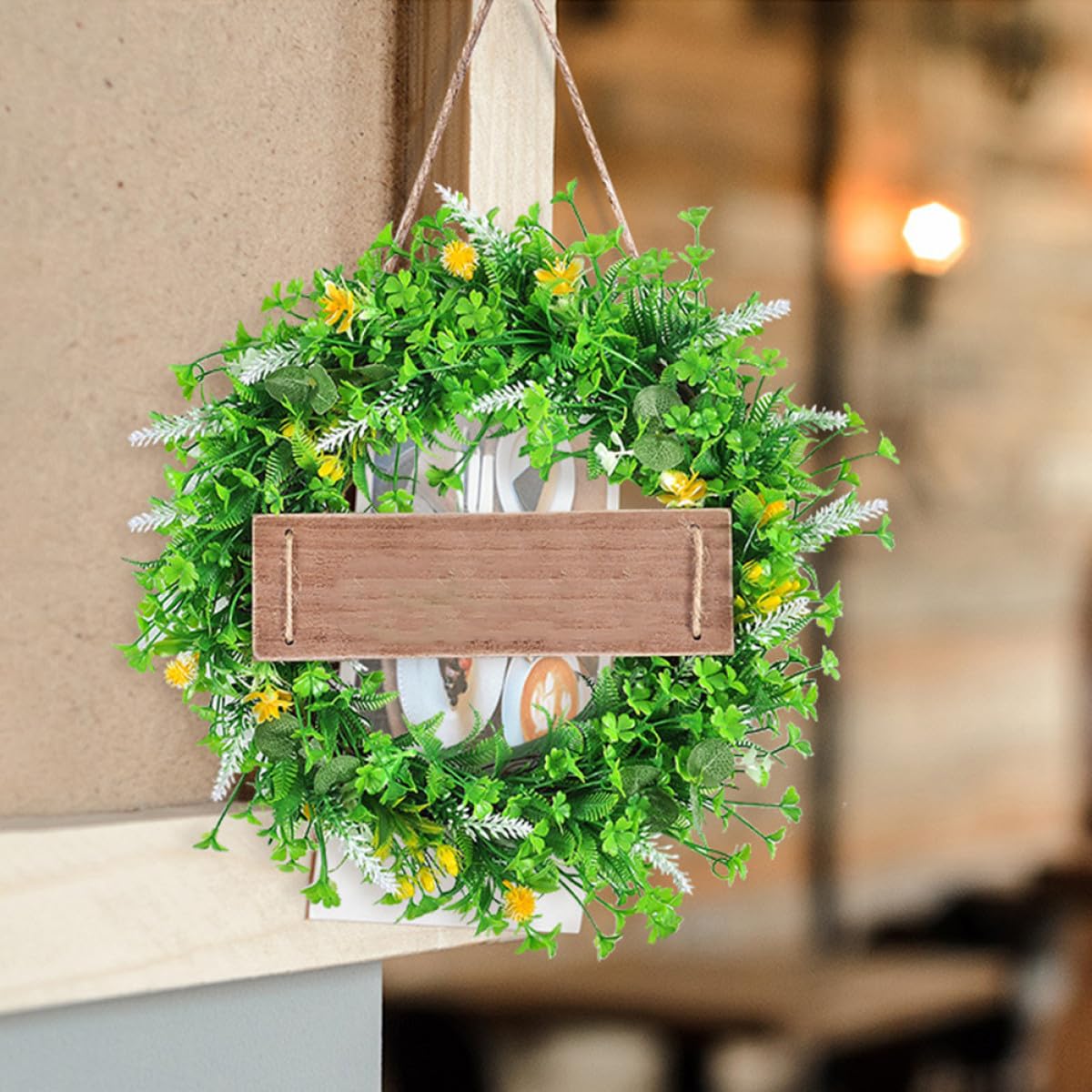 TOPBATHY Ghirlanda Primaverile A Foglie Con Fiori Finti Da Appendere Alla Porta D'ingresso