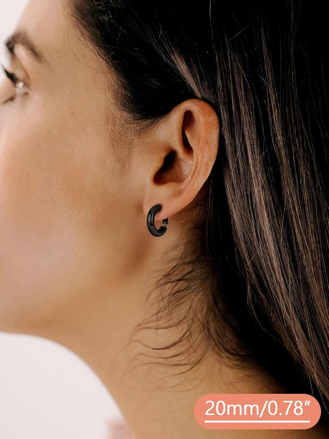 FaithHeart Chunky Hoop Earrings for Women, Silver/Black/14K Gold Plated Stainless Steel Earrings 5mm Thick Hollow Tube Hoops Hypoallergenic Lightweight Earring 20/30/40/50/60/70/80mm - Image 7