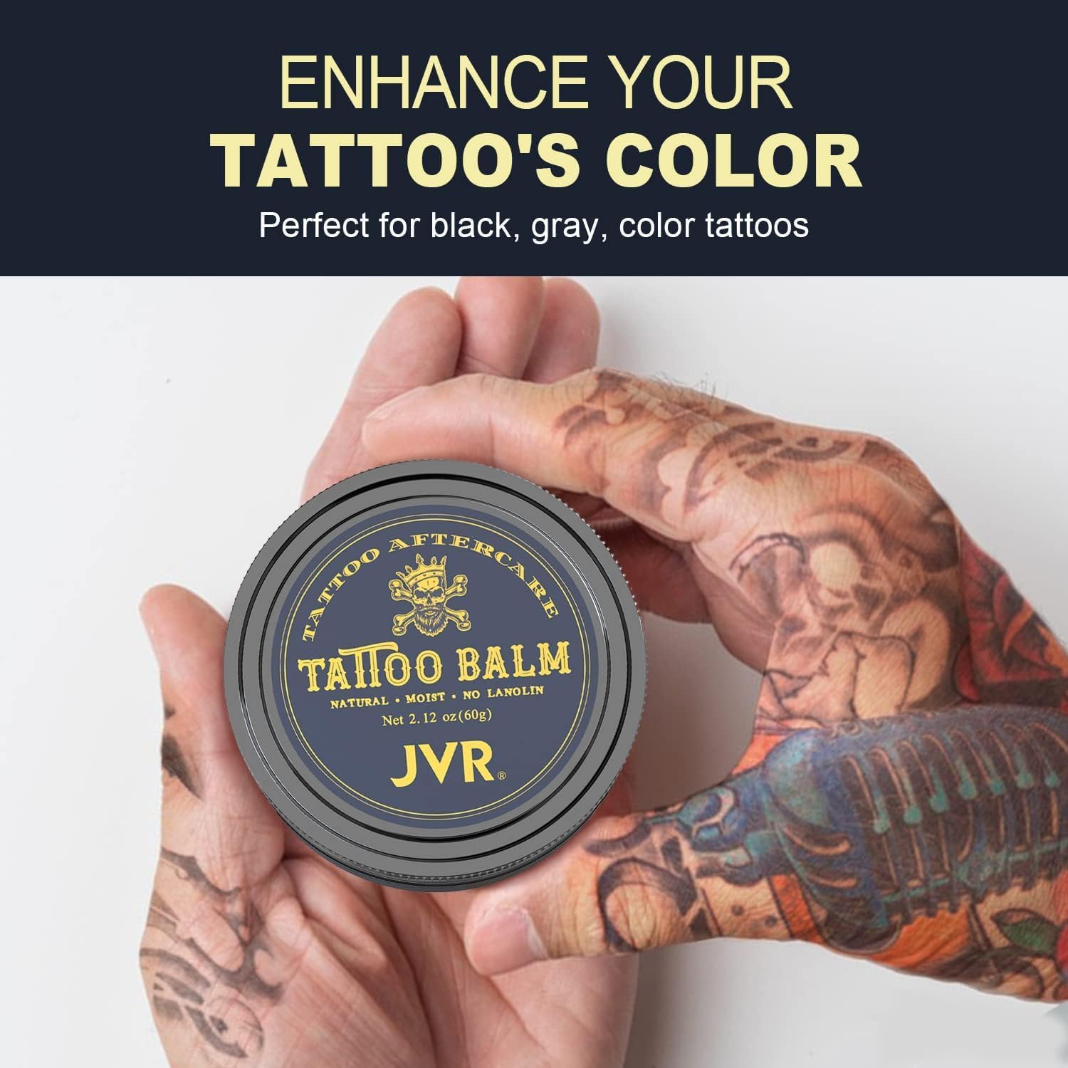 Tattoo Aftercare, JVR Tattoo Soap &Tattoo Balm, Tattoo Foam Soap Cleanser To Heal, Clean Tattoos, Tattoo Balm for Tattoo Moisturizer, Color Enhancement, Tattoo Brightener Gentle Ingredients - Organic - Image 3