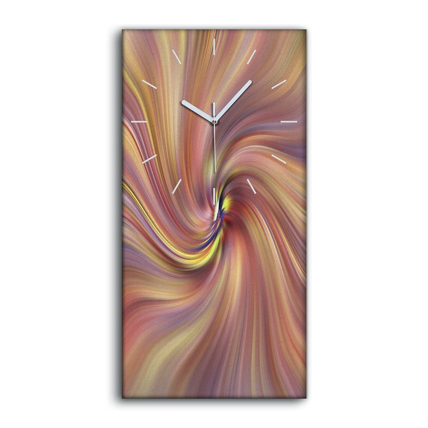Horloge sur toile 30x60cm art mural abstrait coloré à mains blanches