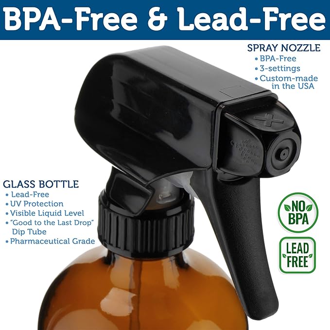 Botellas de vidrio ámbar con spray 16oz 2-pack miniatura 3