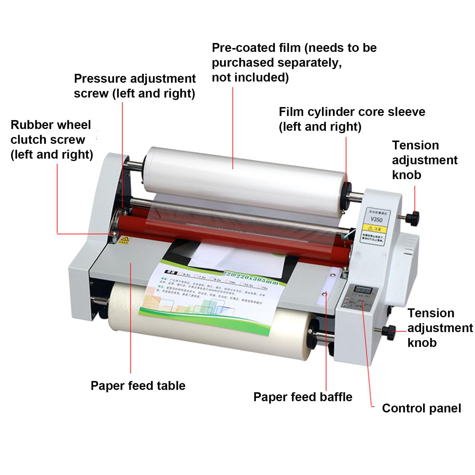 Laminatore a caldo e a freddo, controllo elettronico della temperatura, display digitale, macchina per laminazione termica a rotolo mono e bifacciale da 700 W, per documenti, foto, biglietti