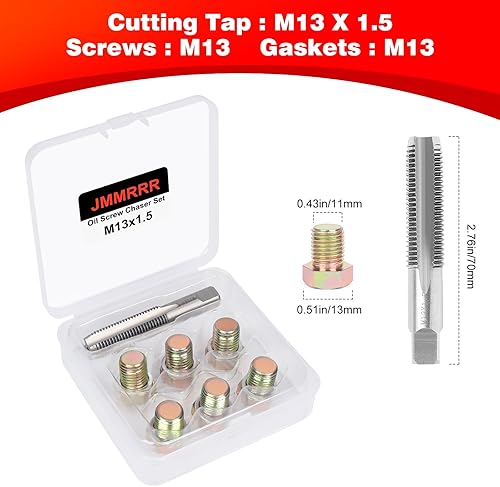 Miniatura 5 de Kit de reparación de roscas de tapón de drenaje de aceite M13 x 1.5MM Tornillos de cárter de aceite Herramienta de reenhebrado de tapón de drenaje