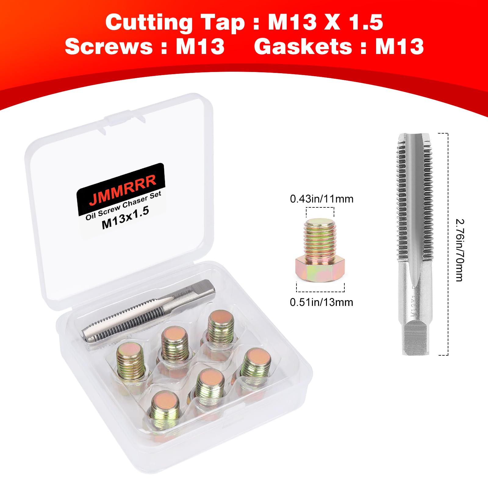 Tappo di scarico dell'olio Kit di riparazione filettatura M13 x 1,5 mm viti coppa olio Rethread strumento tappo di scarico dell'olio Kit di strumenti di riparazione filettatura