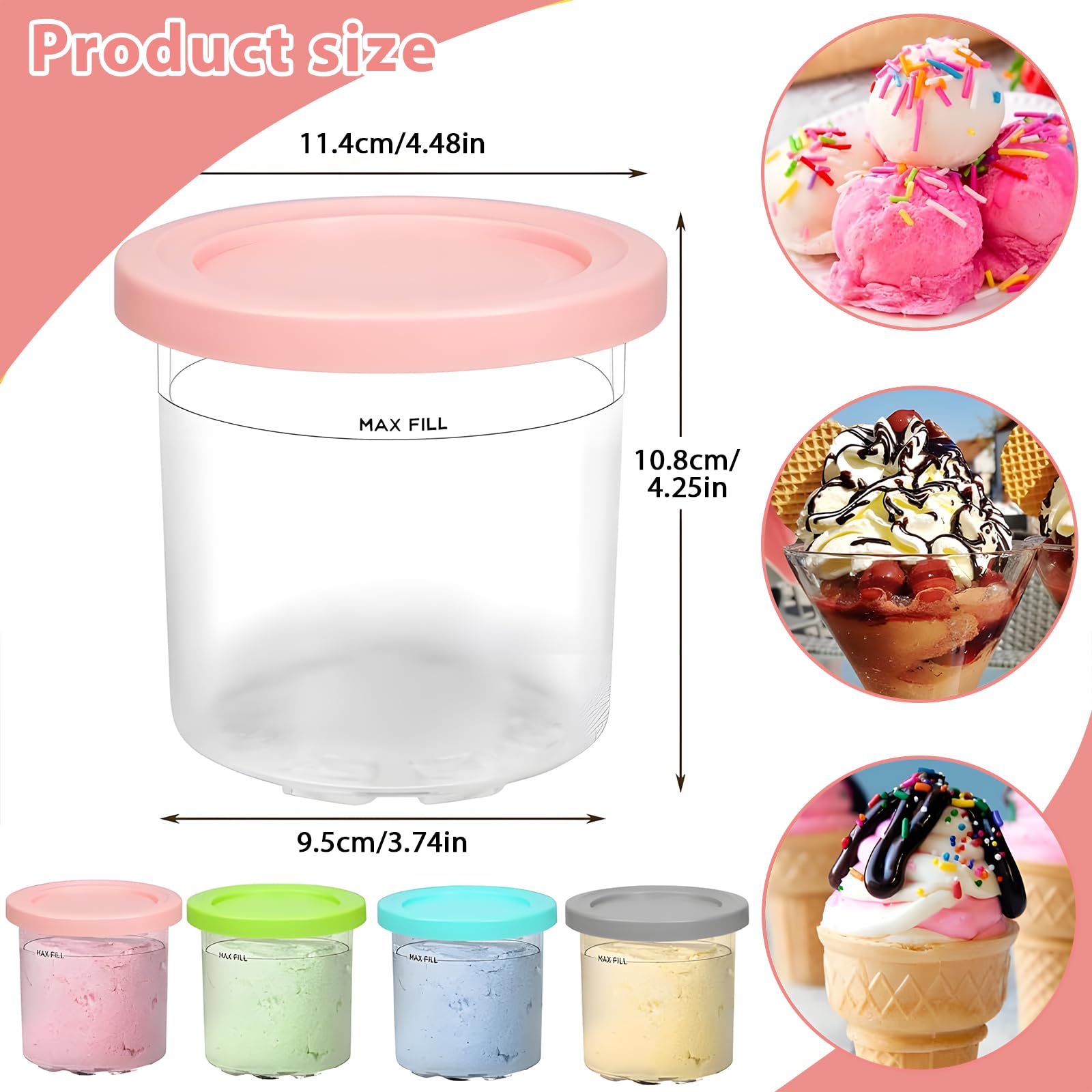 ARJDXDP Ninja Creami Behälter 4er Set - Zubehör Für Eismaschine