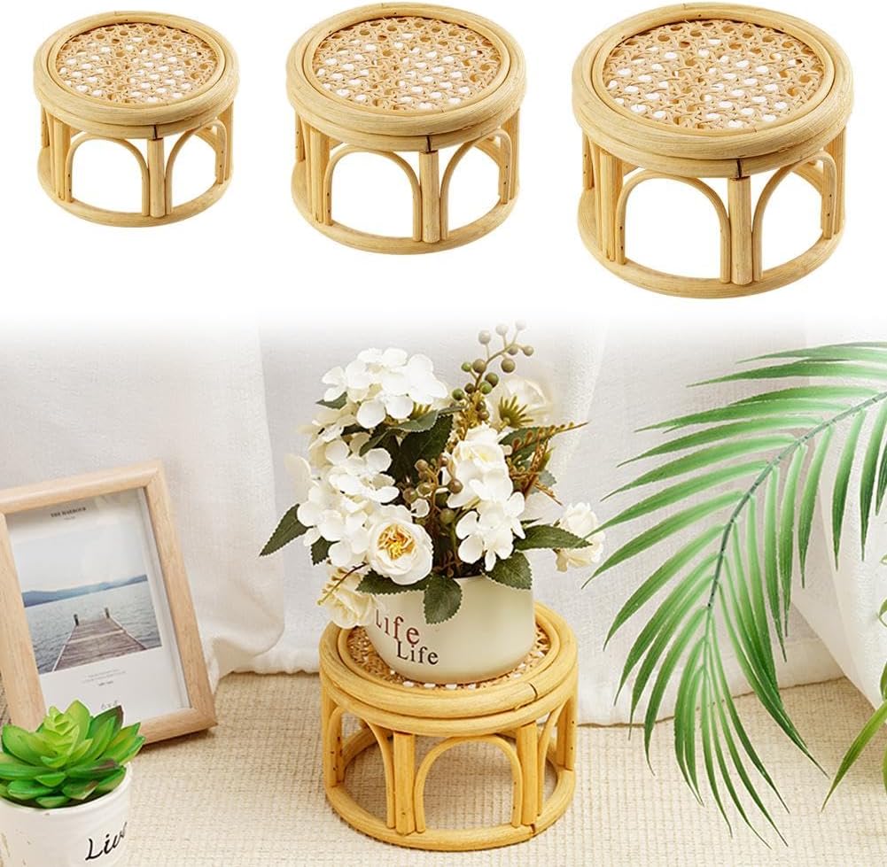 Generic Rattan Round Riser Plant Stand - Rattan Material - Indoor/Outdoor - Modern Style