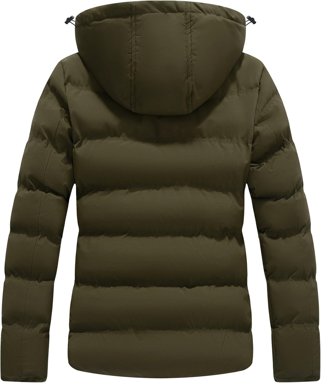 KVE Women's Short Hooded Winter Coat Warm Quilted Puffer Jacket with Removable Hood Windproof Slim Fit Thick Winter Outerwear