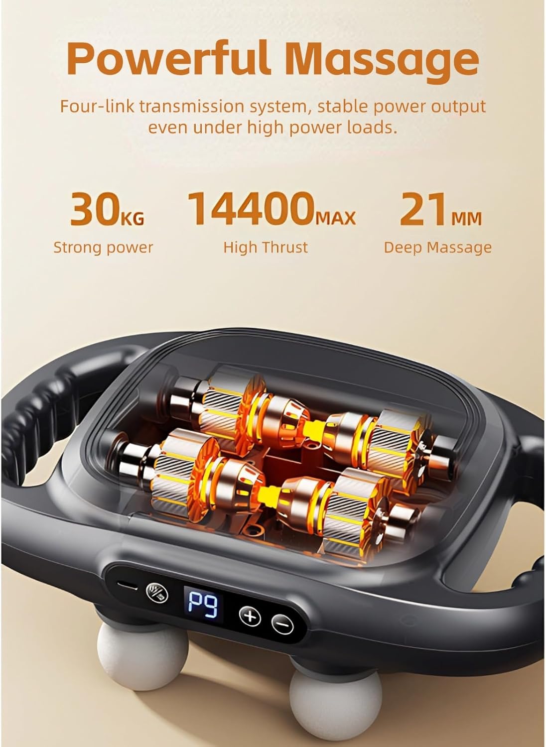 Yoidesu 6 Head Massage Gun Deep Tissue, Percussion Massager Gun with 9 Levels & 9 Modes, Electric Massager Tool for Back, Neck, Leg, Full Body Muscle Pain Relief, Gifts for MOM DAD (Gray)