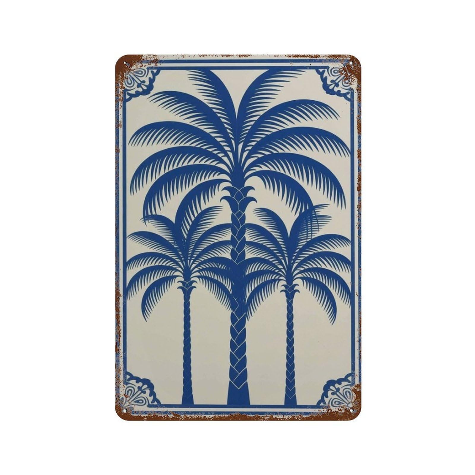 xiaoxiaoshen Palm Tree Tropical Coastal Beach Blue Botanical Exotic Summer Wall Decor Art Metal Tin Poster Modern Home Decor Art Home Bar Shop Decorations Vintage Sign 30x20cm