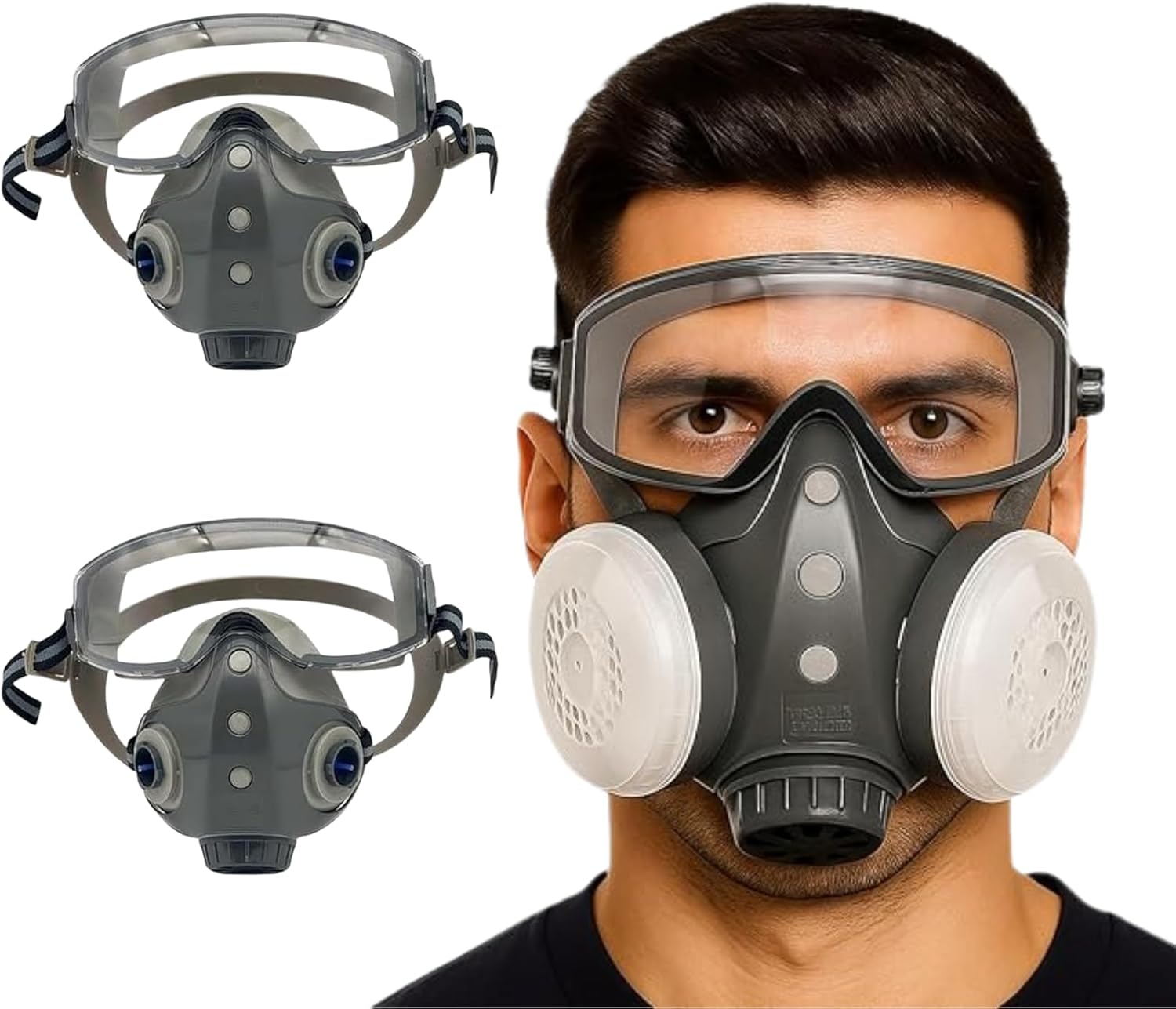 Dust-Proof Integrated Respirator Mask, Mask with Filters & Goggles, Anti Dust Mask for Spray Painting Woodworking