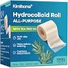 Kimihome Hydrocolloid Roll Gel Bandages - 2.56in*16.4ft Hydrocolloid Bandages Patch with Tea Tree - Cut-to-Size, Ultra Absorbent Tape for Blister, Acne Care - First Aid Kit Travel Essential