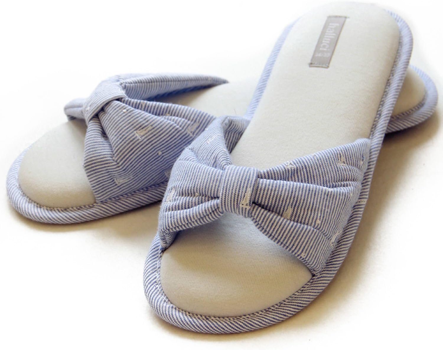 HALLUCI Women's Cozy Cotton Memory Foam House Slippers w/ Bow Accent Slippers