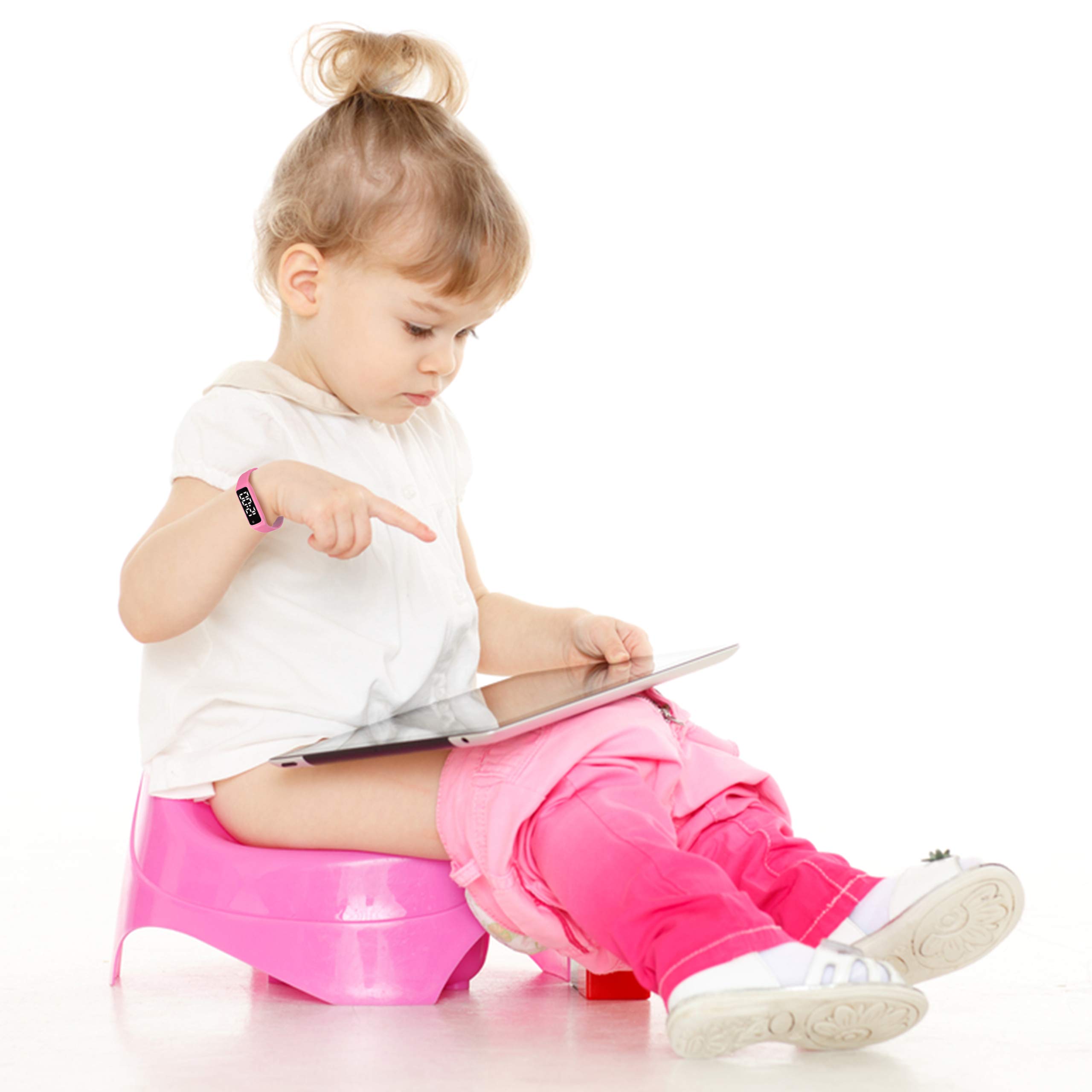 ABC123 Reloj de entrenamiento para ir al baño – Recordatorio de bebé, temporizador resistente al agua para entrenamiento de inodoro para niños y niños pequeños (rosa)