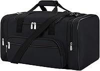 YoKelly 20 Inch Sports Duffel Bag for Gym Travel - Durable 40L Black Duffle with 6 Pockets & Shoulder Strap