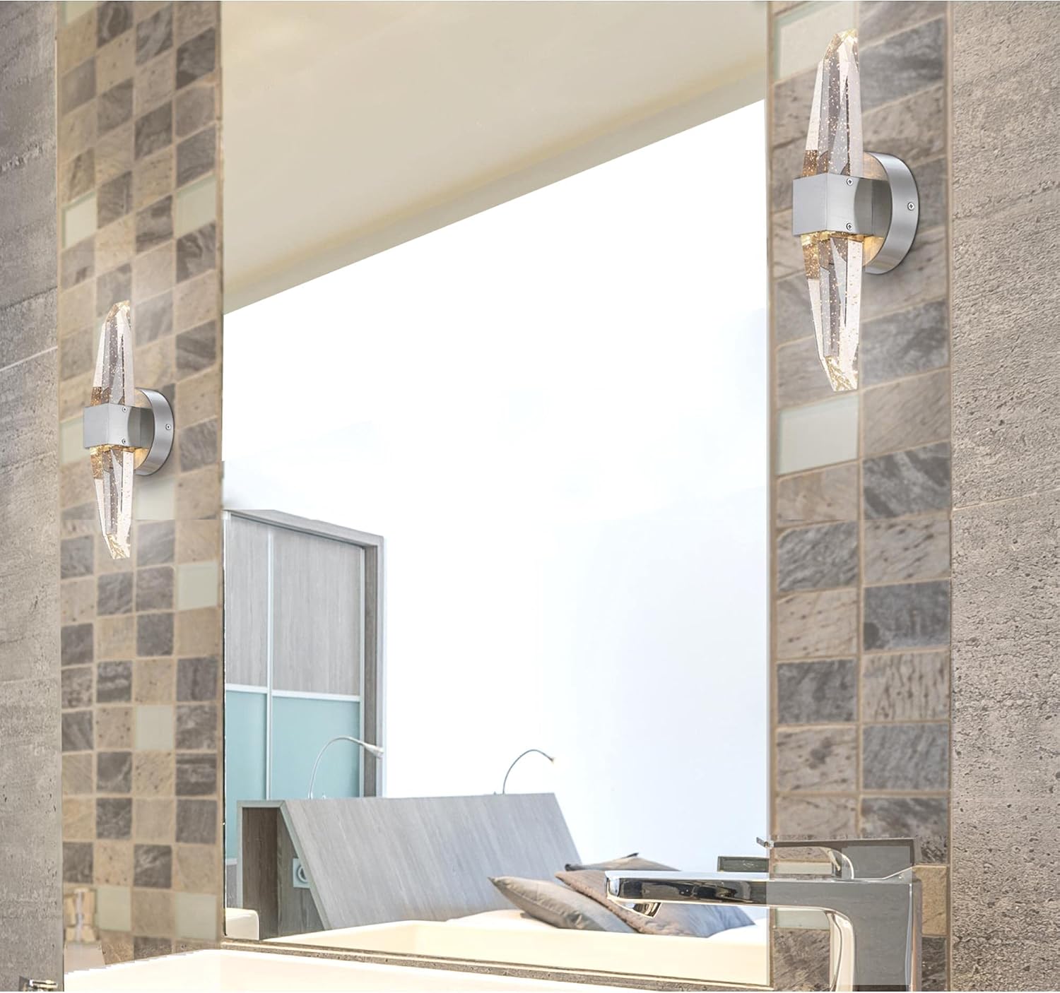 Westinghouse 6118300 Cava Modern One-Light 15 Watt LED Indoor Wall Sconce Fixture, Brushed Nickel Finish, Bubble Glass