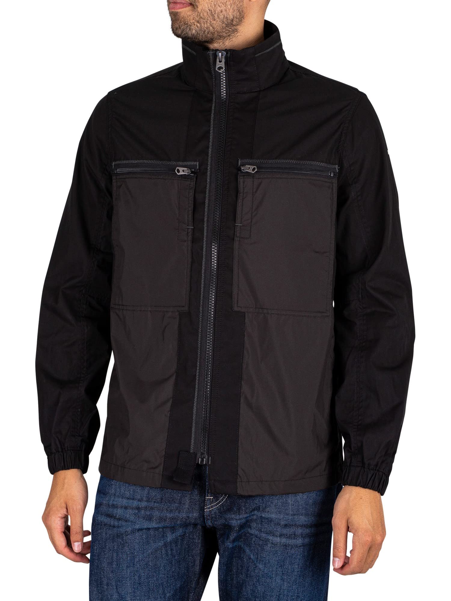 G Star Raw Mens G-Star RAW Fabric Mix Overshirt - Black Cotton - Size Large
