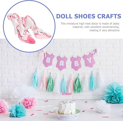 Miniatura 5 de LUOZZY 72 piezas de zapatos de muñeca en miniatura, zapatos de tacón alto transparentes, decoraciones de zapatos de muñeca de moda, dijes para