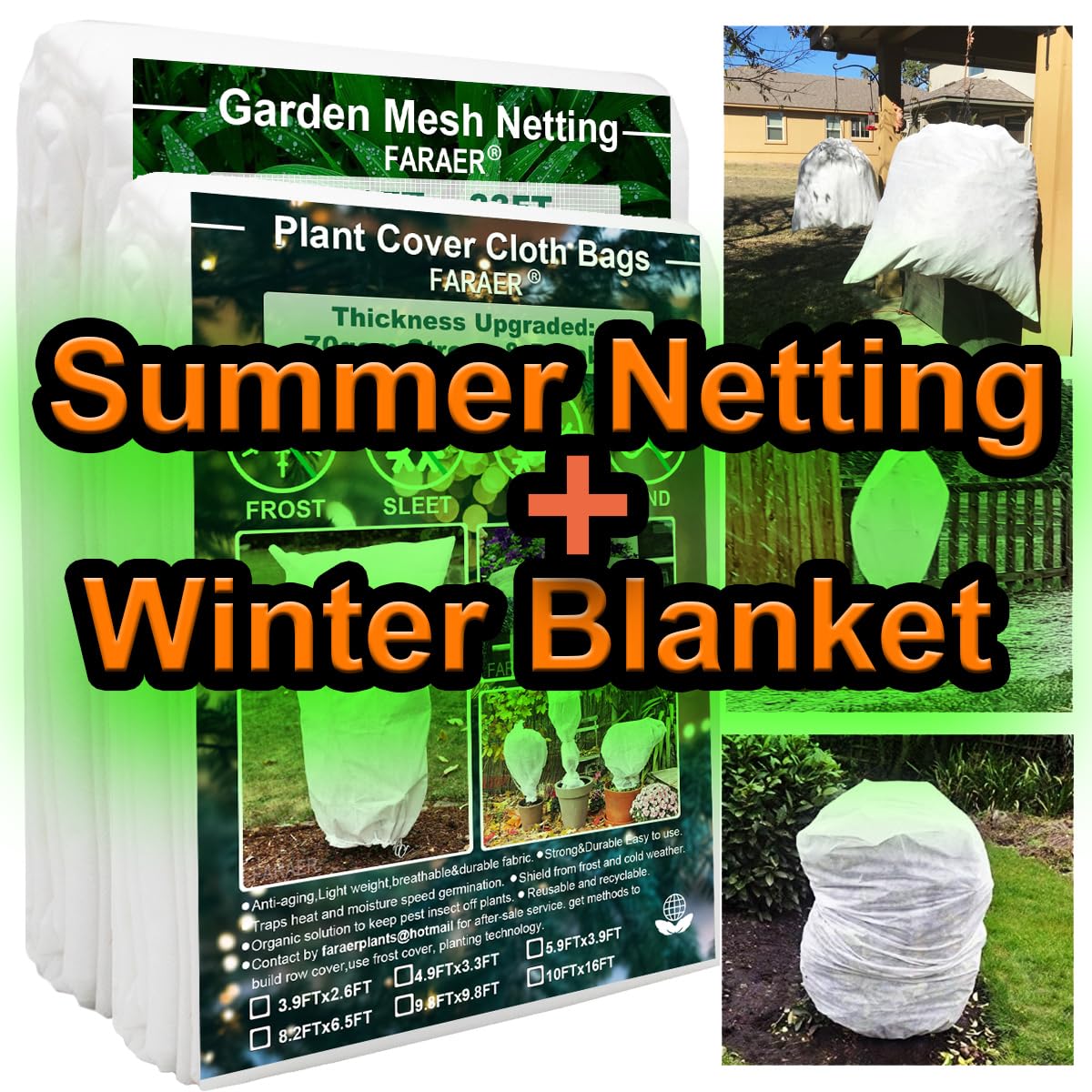 Garden Netting Pest Barrier with Plant Cover Freeze Protection Winter Plant Pot Cover Thickened Blanket Frost Protection