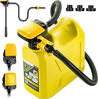 BYERN AUTO Fuel Transfer Pump with Auto-Stop, 3 Gas Tank Adapters & Long Flexible Hose, 2.4GPM, Portable Gas Can Pump for Gasoline, Diesel, Kerosene, Oil