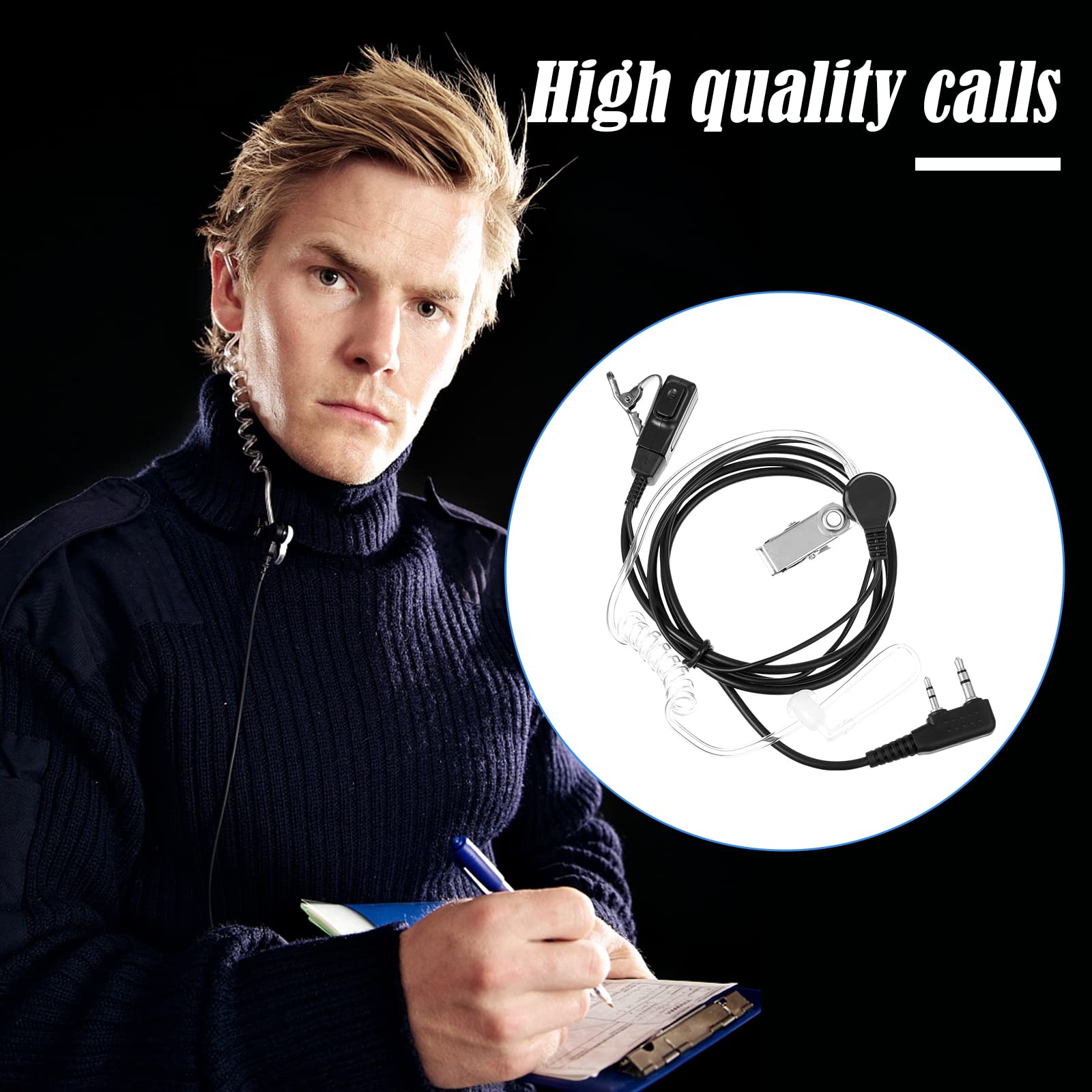Cuffie radio a 2 poli per microfono PTT Kenwood Puxing UV-5R UV-5RA 888S a 2 vie Walkie Talkie – incluse, UV-9R Plus, UV-5R Plus