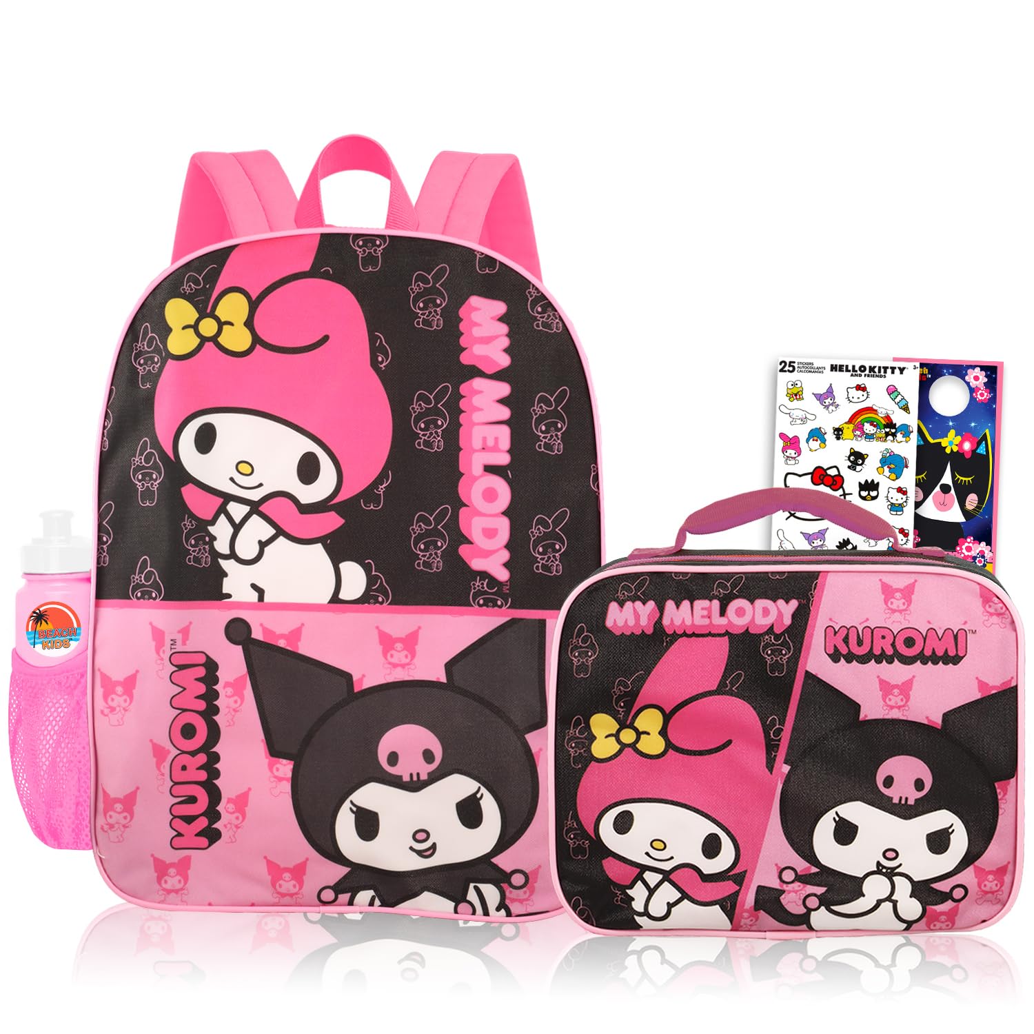 Amazon.com: My Melody Kuromi Backpack and Lunch Box Set for Girls