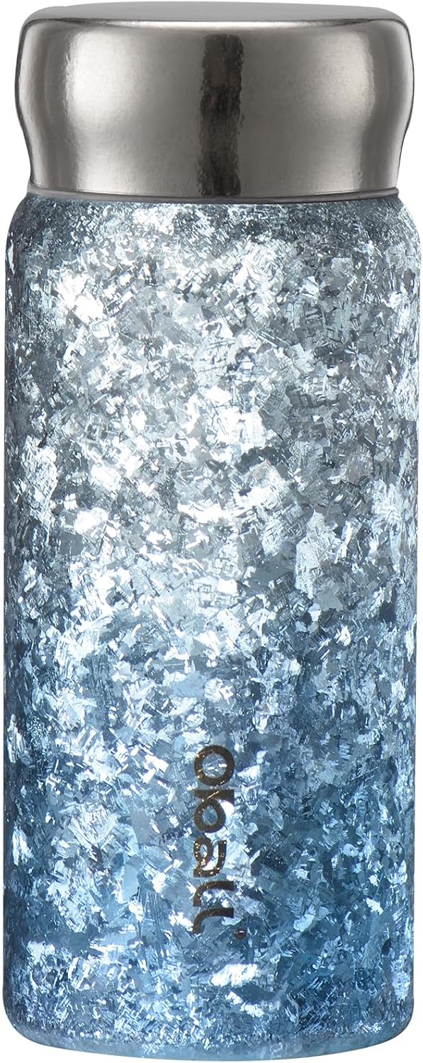 OBALL Titanium mini water bottles, Leak Proof small water bottles Cup holder Friendly, Lightweight small bottle for hot drinks(7 oz, Blue-Silvery ombré)