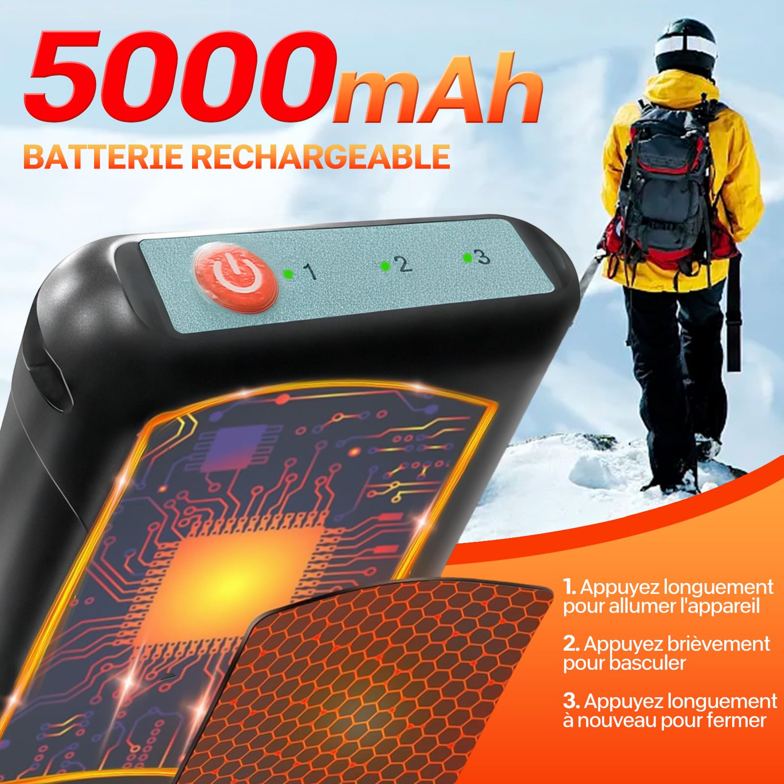 Chaussettes Chauffantes, Atterie Rechargeable De 5000 Mah, Chauffe-Pieds Chauffants à Vitesses avec TéLéCommande App, Skiing, Camping, Chasse, Bottes Chaudes, Cadeaux d'hiver pour Femmes Et Hommes