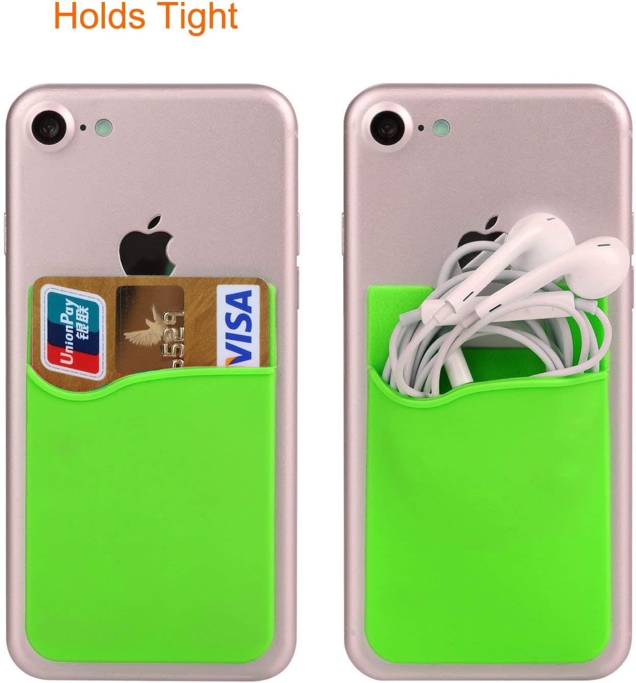 ARKTEK Phone Wallet, Stick On Sleeve Cell Phone Wallet Case Adhesive Silicone Credit Card Holder (Green)