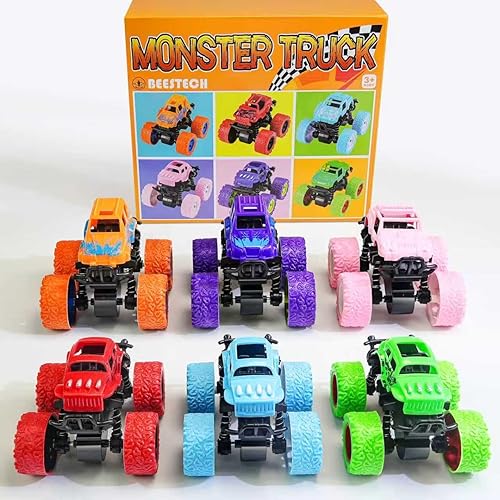 Miniatura 6 de Beestech Camión monstruo de juguete para niños y niñas de 3, 4, 5, 6, 7, 8 años de edad, camión monstruo accionado por fricción para fiestas de
